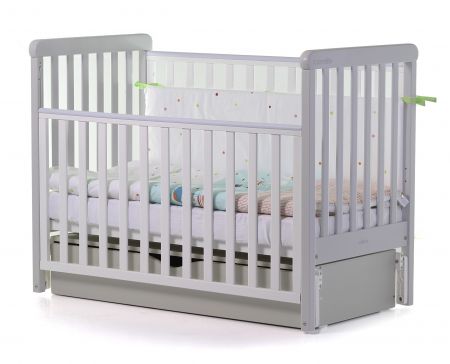 Ліжко дитяче CARRELLO Alba Біло-Сіре + короб маятникового механізму Світло-Сірий /1/