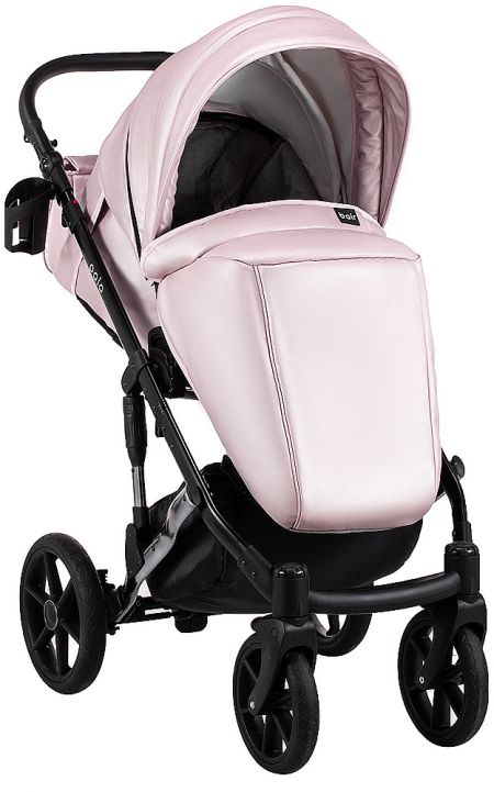 Коляска 2 в 1 Bair Polo (Silver) кожа 100% 39S розовый (перламутр)