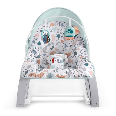 Детский шезлонг - кресло-качалка Fisher- Price люкс-класса МОРСКИЕ КАМУШКИ от 0 до 18 кг