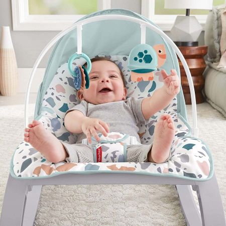 Детский шезлонг - кресло-качалка Fisher- Price люкс-класса МОРСКИЕ КАМУШКИ от 0 до 18 кг