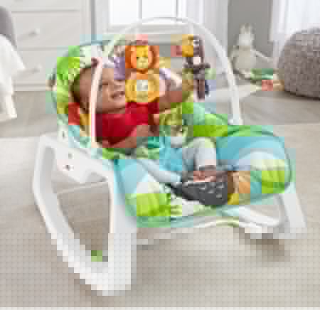 Массажное кресло-качалка Fisher-Price ЗЕЛЕНЫЕ ДЖУНГЛИ и для новорождённых, и для детей до 18 кг