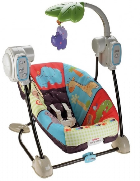 Качели портативные для новорожденных «Любимый зоопарк» Fisher-Price Space Saver Swing and Seat, Luv U Zoo