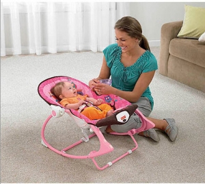 Массажное кресло-качалка Fisher-Price РОЗОВАЯ СОВА