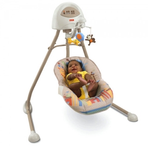 Укачивающий центр, колыбель качели для младенцев «Африка» Fisher-Price Cradle 'N Swing – Berceau