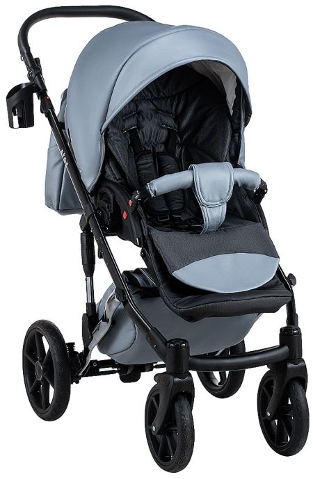 Коляска 2 в 1 Bair Star (Silver) кожа 100% 31S серый (перламутр) - графитовая люлька