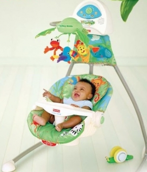 Укачивающий центр с мобилем (колыбель-качели) «Джунгли» Fisher-Price Rainforest
