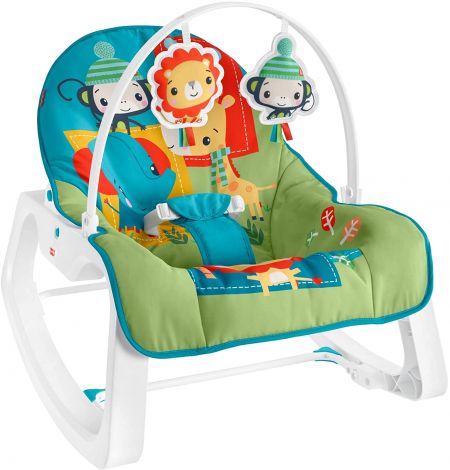 Детское массажное кресло-качалка Fisher-Price РАЗНОЦВЕТНЫЕ ДЖУНГЛИ от 0 до 18 кг