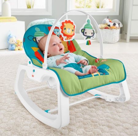 Детское массажное кресло-качалка Fisher-Price РАЗНОЦВЕТНЫЕ ДЖУНГЛИ от 0 до 18 кг
