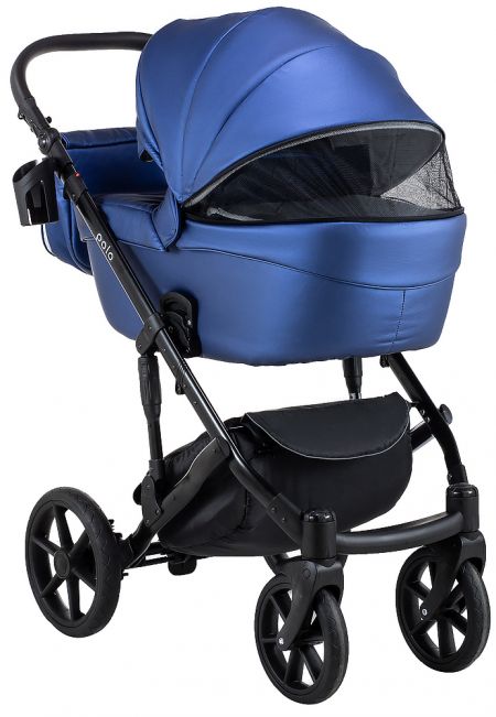 Коляска 2 в 1 Bair Polo (Black) кожа 100% 38 темно-синий (перламутр)