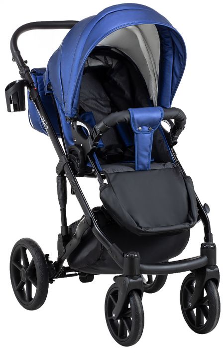 Коляска 2 в 1 Bair Polo (Black) кожа 100% 38 темно-синий (перламутр)
