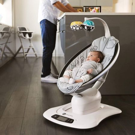 Детские качели МАМАРУ 4moms укачивающий центр mamaRoo 4 Bluetooth-Enabled high-tech Silver plush