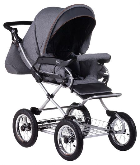 Коляска 2 в 1 классическая Roan Emma (12"sery) E56 серый - графит (кожа)