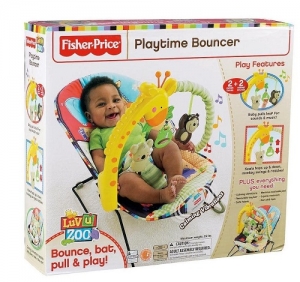 Шезлонг детский Фишер прайс ЛЮБИМЫЙ ЗООПАРК Fisher Price Playtime Bouncer Luv u zoo