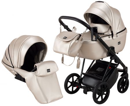 Коляска 2 в 1 Bair Infinity кожа 100% BI-05 light beige pearl (светло-бежевый перламутр)