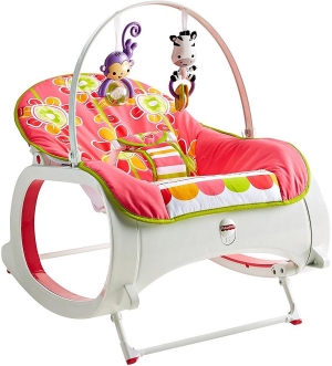 Детское кресло-шезлонг Fisher-Price ЦВЕТОЧНОЕ КОНФЕТТИ, от 0 до 18 кг. Оригинал США