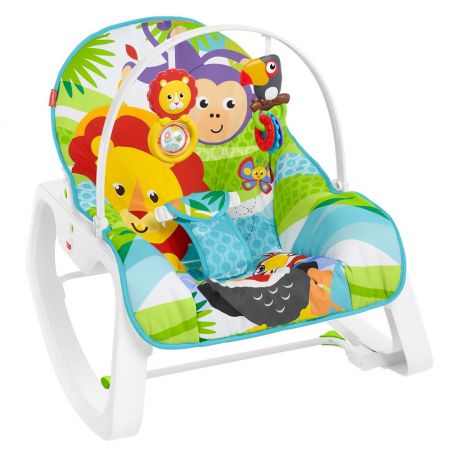 Массажное кресло-качалка Fisher-Price ЗЕЛЕНЫЕ ДЖУНГЛИ и для новорождённых, и для детей до 18 кг