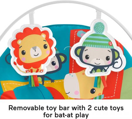 Детское массажное кресло-качалка Fisher-Price РАЗНОЦВЕТНЫЕ ДЖУНГЛИ от 0 до 18 кг