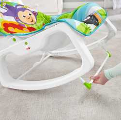 Массажное кресло-качалка Fisher-Price ЗЕЛЕНЫЕ ДЖУНГЛИ и для новорождённых, и для детей до 18 кг