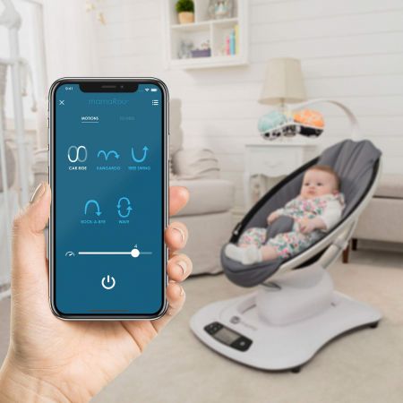 Детские качели МАМАРУ 4moms укачивающий центр mamaRoo 4 Bluetooth-Enabled high-tech Silver plush