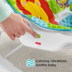 Массажное кресло-качалка Fisher-Price ЗЕЛЕНЫЕ ДЖУНГЛИ и для новорождённых, и для детей до 18 кг