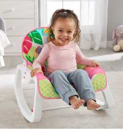 Массажное кресло-качалка Fisher-Price РОЗОВОЕ САФАРИ и для новорождённых, и для детей до 18 кг