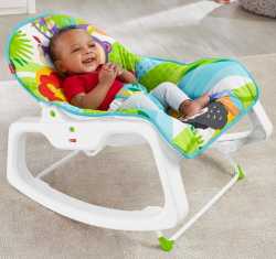 Массажное кресло-качалка Fisher-Price ЗЕЛЕНЫЕ ДЖУНГЛИ и для новорождённых, и для детей до 18 кг