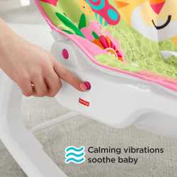 Массажное кресло-качалка Fisher-Price РОЗОВОЕ САФАРИ и для новорождённых, и для детей до 18 кг