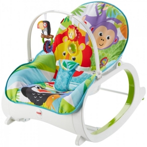 Детский шезлонг-качалка Fisher Price ТРОПИЧЕСКИЙ ЛЕС, от рождения и до 3-х лет
